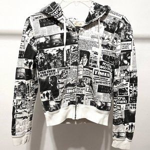 Retro Diesel Newspaper Print Hoodie XS